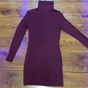 Garage Brand Burgundy Long Sleeve Bodycon turtleneck Dress Size Small